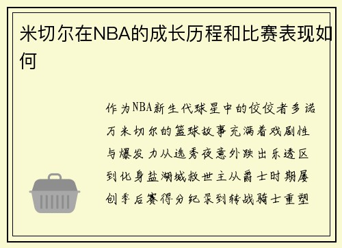 米切尔在NBA的成长历程和比赛表现如何